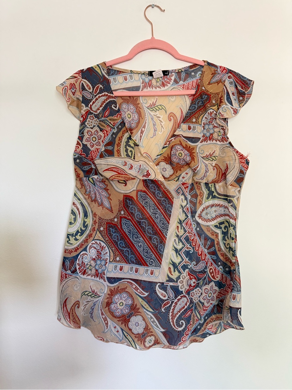 Y2K gorgeous paisley surplice neckline top